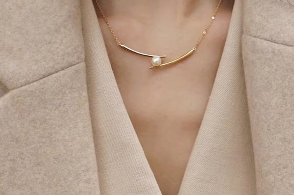 Pearl necklace chopsticks clavicle chain