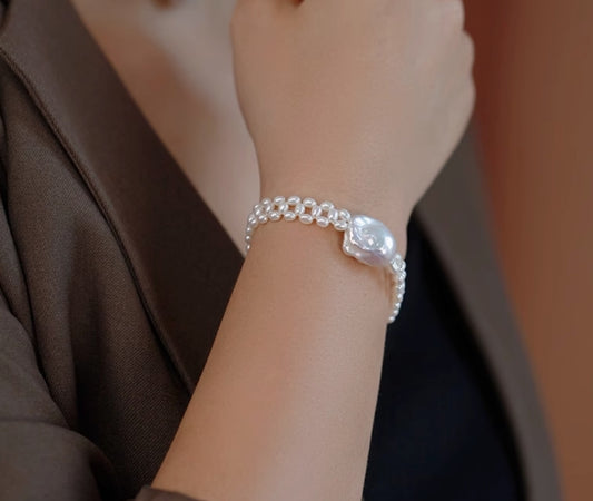 Braided Baroque Pearl Bracelet