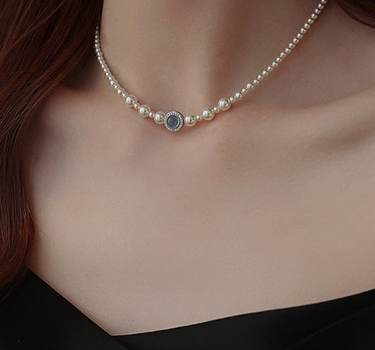Sapphire baby freshwater pearl necklace