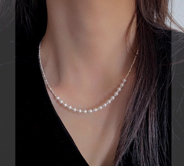 Natural Freshwater Pearl Sparkling Necklace