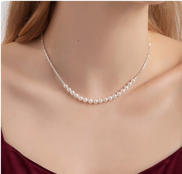 Natural Freshwater Pearl Sparkling Necklace