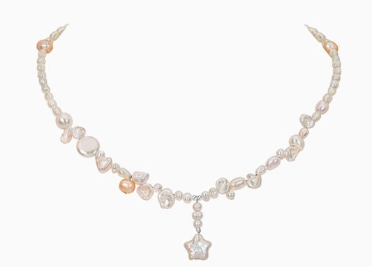 Baroque Pearl Pentagram Pendant Necklace