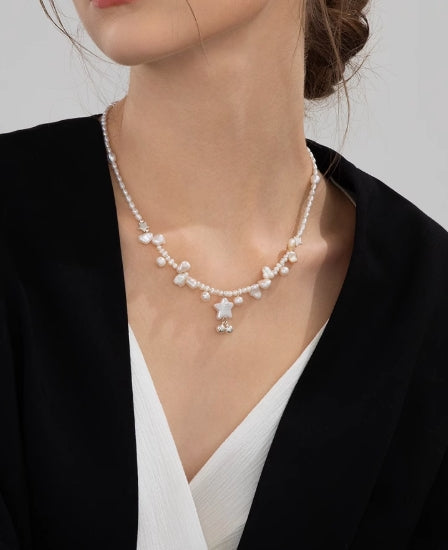 Freshwater Pearl Star Bell Necklace