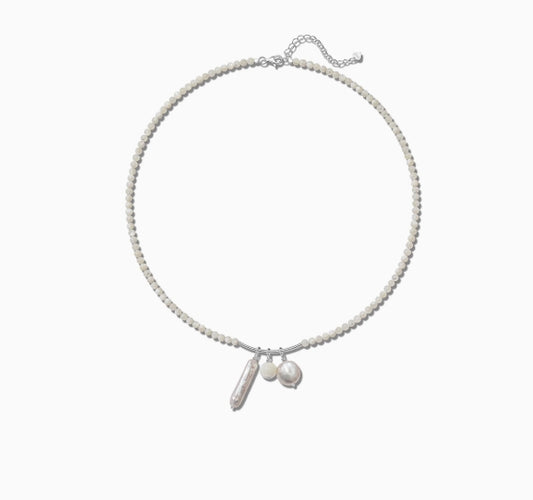 White Mother of Pearl Beaded Necklace
