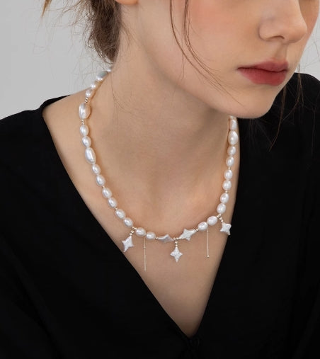 Star clavicle necklace tassel pearl clavicle necklace