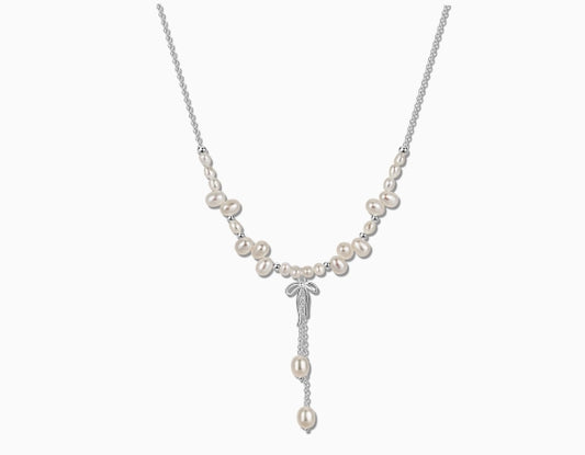 Light luxury niche bow tassel pendant clavicle necklace