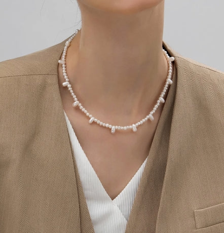 Cross Tiger Tooth Pearl Necklace