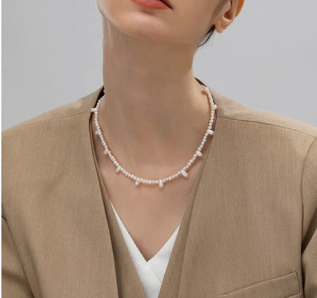 Cross Tiger Tooth Pearl Necklace