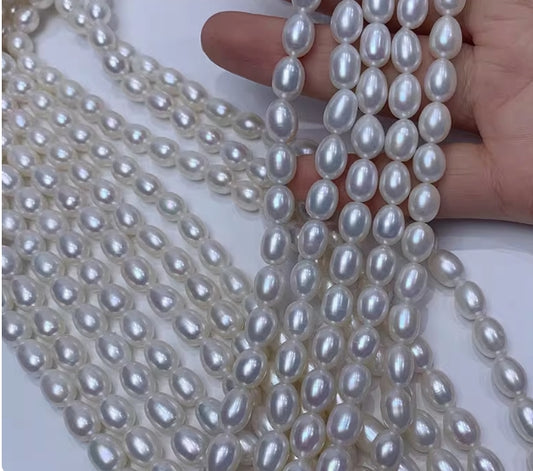 Pearl material :7-7.5mm rice pearls, non-nuclear freshwater pearls