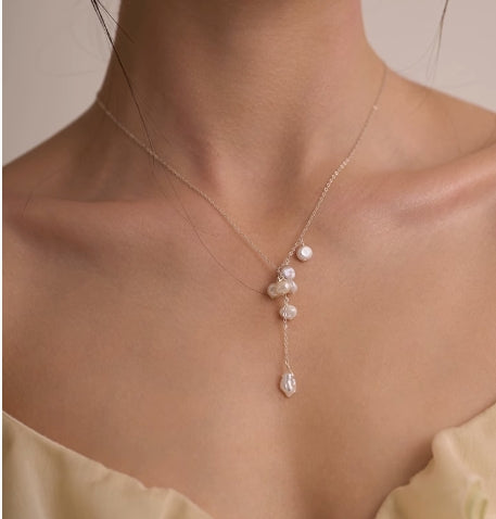 Baroque pearl Y necklace