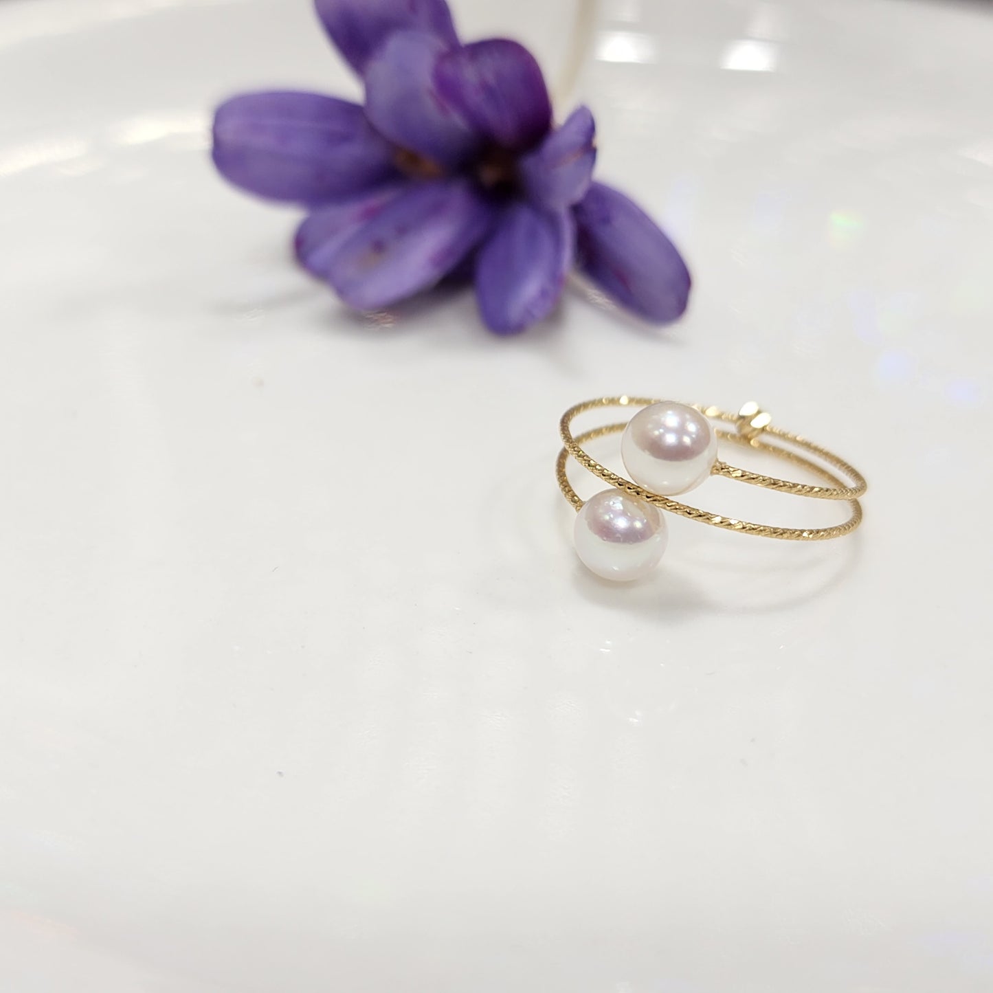 18k gold pearl ring