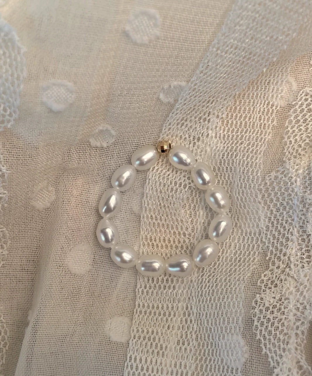 Minimalist rice freshwater pearl ring