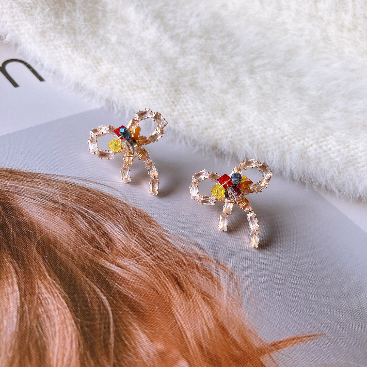 Summer rainbow bow studs