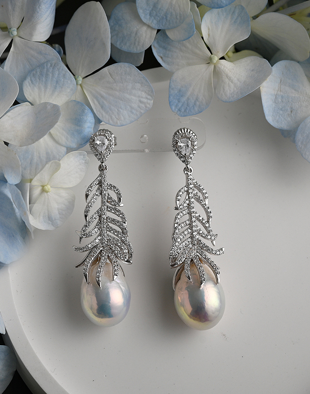Feather 5A Baroque Earrings