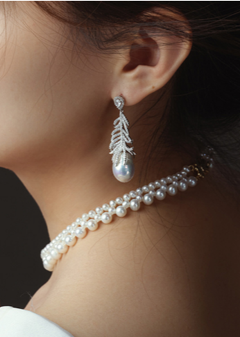 Feather 5A Baroque Earrings